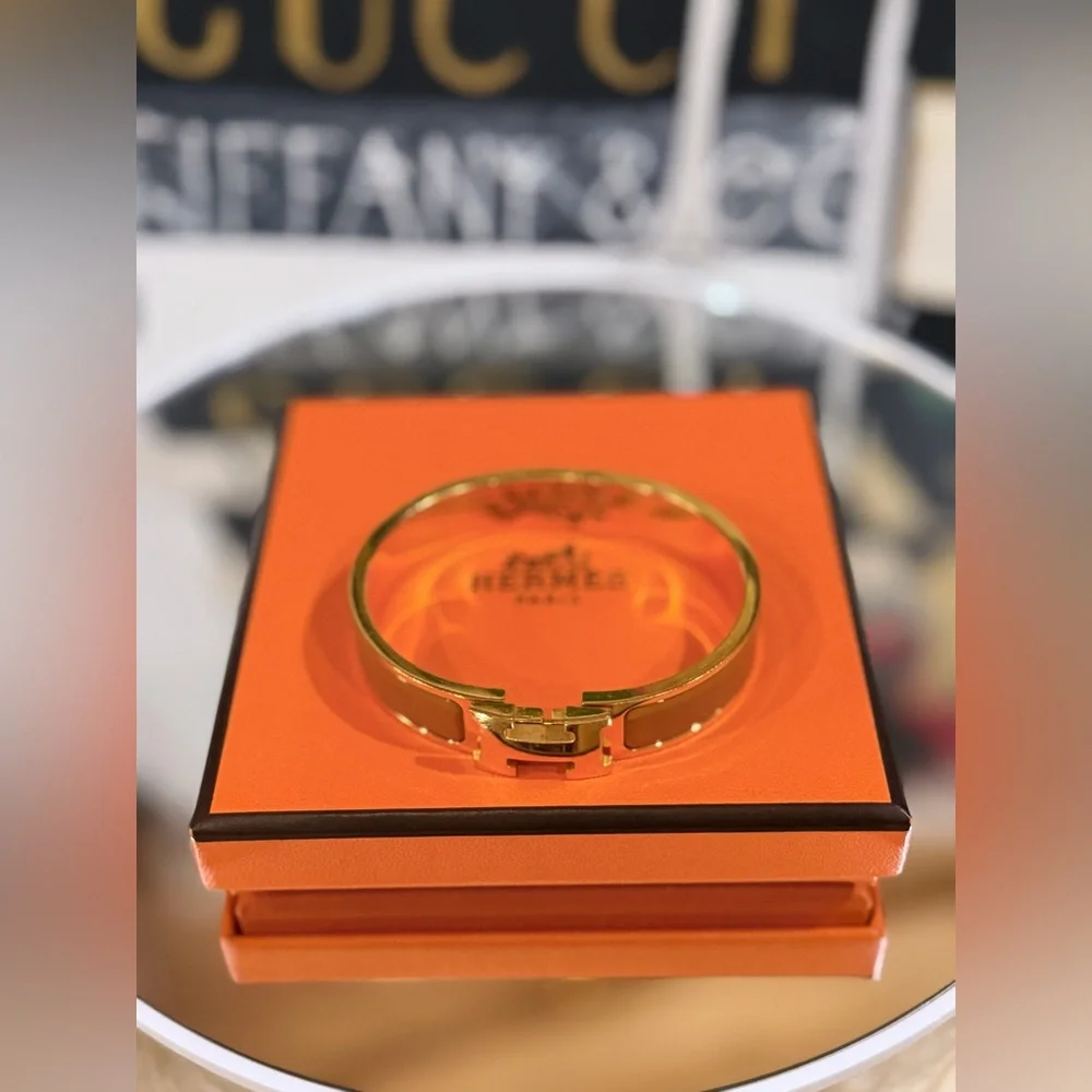 🔥 HERMÈS CLICK CLACK GOLD PLATED FULL INCLUSION SIZE 6.8” SP